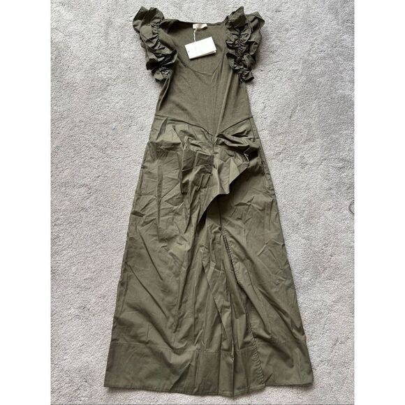 NWT Ulla Johnson Isabella Cotton Midi Dress in Military Melange Sz Small, $465 - Picture 5 of 11